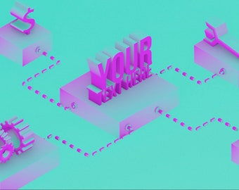 Time Money Work Persistence Symbolic Customizable Animation, apply your colors, customize 3d text