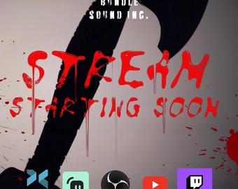 Terrifying Ax Killer Horror Red Splatters Overlay Bundle for Streamers | 11s Animated Scenes + Static Image | MP4 + PNG | Sound OFF & ON
