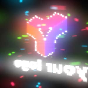 Könnte beinhalten: Ein pixeliges, mehrfarbiges Logo mit dem Text "get 11% off" in Weiß. Das Logo ist von einem schwarzen Hintergrund mit bunten, pixeligen Lichtern umgeben.