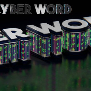 3D Cyber Word Animation - make your name or other words look 3d with electro cybernetic glowing beams, sound inclusive