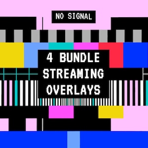 Pacote de sobreposição sem sinal de TV retrô | 4 animações de loop de falhas MP4 – começando em breve, intervalo, terminando, offline – tela cheia 1080p