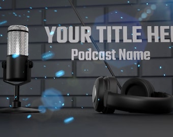 Podcast-Intro-Animation Anpassbarer Text - mit den Titeln in 2 Zeilen - inklusive Ton und benutzerdefinierter Farbe für Lichteffekte