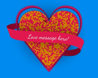Animación de mensaje de amor personalizable para San Valentín con sonido: corazón palpitante con bolas de lana