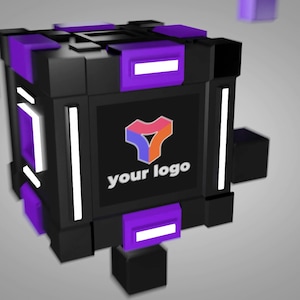 Cube Transition logo stinger with custom colors and sound for Stream Scenes - Twitch transition - upload your logo