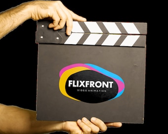 Clapper transition with custom logo stinger - get your own logo featured on next Hollywood movie claps - for twitch or influencer media kit