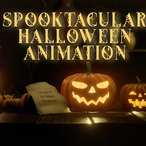 Personalizable Pumpkin Face On The Table Text Animation - scary horror vintage halloween - is your trick or treat bag ready? Stream In Style