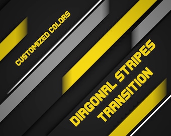 Diagonal Transition with alpha channel and sound for your OBS Stream Scenes stinger Twitch transition or any other, custom color and logo