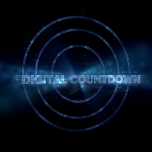 Digital Countdown Intro - Animated glowing custom color countdown with intro text and with counting sound and music included.