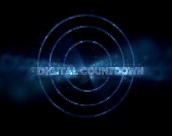 Digital Countdown Intro - Animated glowing custom color countdown with intro text and with counting sound and music included.