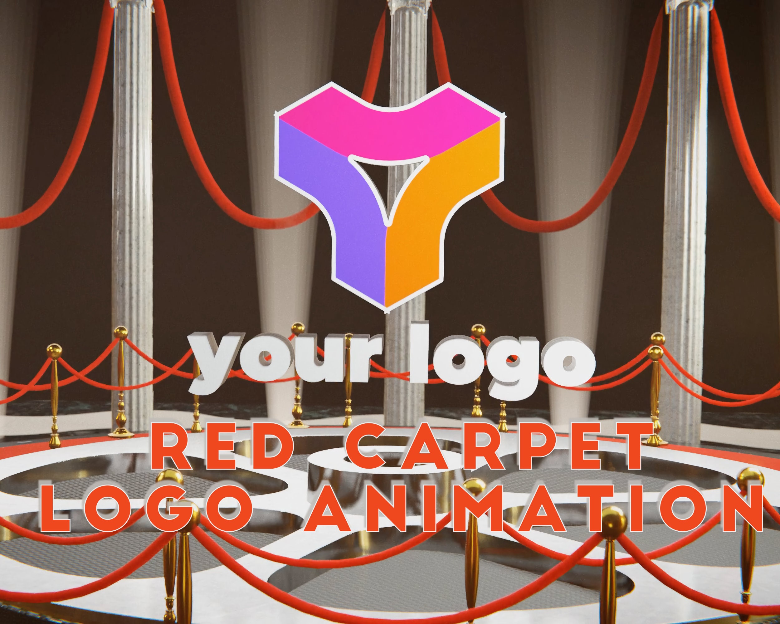 Red Carpet Logo Animation, Customized Logo and Carpet Colour, Camera