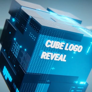 Cubic SF animation logo reveal, with custom text, custom colors and your own logo, sound inclusive