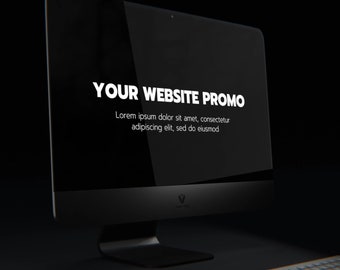 Dark Room Customizable iMac Desktop Mockup Animation for Websites - sound included