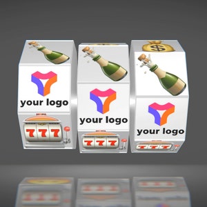 Slot Machine Logo Stinger With Casino Sound - Logo revolves in the gambling slot machine - customizable icons, text and colors gamble theme