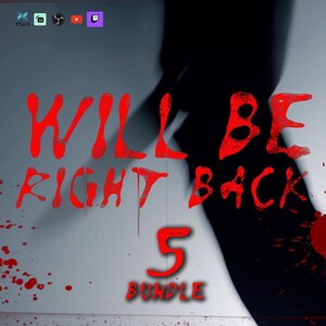 May include: Red text on a white background reads "WILL BE RIGHT BACK 5 BUNDLE". A dark silhouette of a person is in the background.
