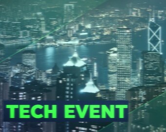 Tech Event Scene Transition: Custom Cityscape with Animated Caption