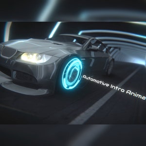 Automotive Concept Intro Animation - concept car driving through a tunnel with four custom texts and your logo
