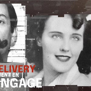 Puede incluir: Fotografías de ficha policial en blanco y negro de un hombre y una mujer. El hombre tiene bigote y barba. La mujer sonríe. El texto "FAST DELIVERY" está en letras rojas debajo de las imágenes. El texto "ADA DEPARTMENE EN" está en letras rojas más pequeñas debajo de "FAST DELIVERY". El texto "ENGAGE" está en letras rojas grandes debajo del texto "ADA DEPARTMENE EN".