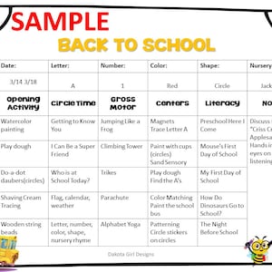 BLANK - Preschool Themed Weekly Lesson Plan Template