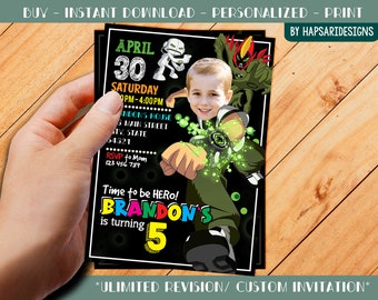 Kids Birthday Party Invitation With Photo - Ben 10 - Personalized - Digital File _65