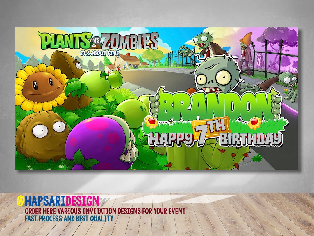 Plants Vs Zombies ,personalized Birthday Party Backdrop, Personalized ...