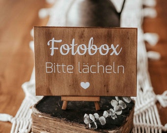 Holzschild, Fotobox, Hochzeit, Bitte lächeln