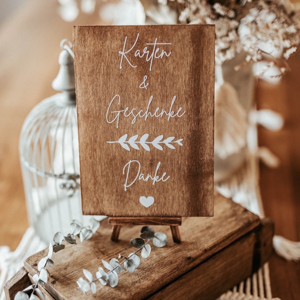 Card sign, gift table, wooden sign, wedding decoration