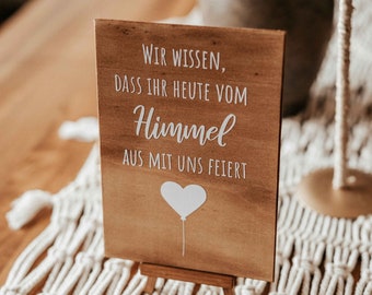 Hochzeitschild, Himmel, Andenken verstorbene