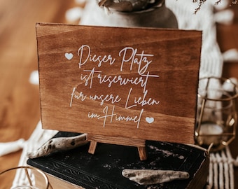 Wooden sign, Reserved for our loved ones in heaven A5