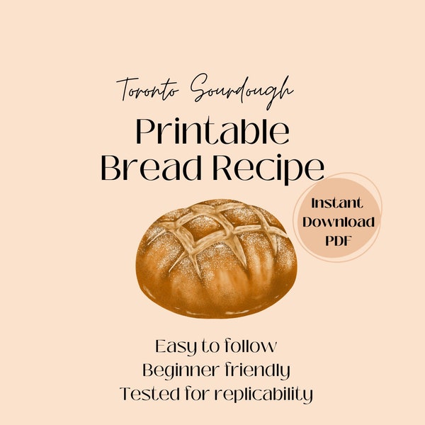 BREAD RECIPE | SOURDOUGH | Printable Sourdough Artisan Loaf Recipe