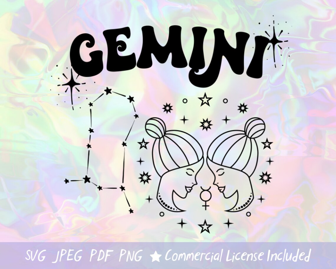 Gemini SVG PNG Wavy Text Tik Tok Retro Y2K DIY Print on Etsy