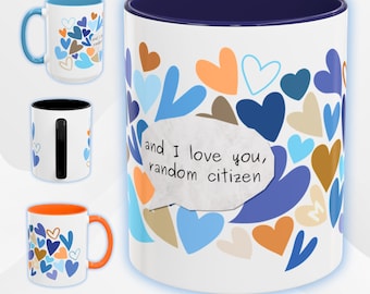 Megamind Coffee Mug with Quote from Metroman, Colorful Heart Design, Ceramic Cup, Gift for Movie Fans