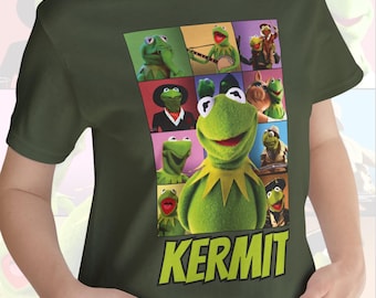 Kermit der Frosch T-Shirt, farbenfrohes Design, bequemes Baumwoll-T-Shirt für Muppet-Fans, Epochen Tour-inspiriert (XS-5XL)