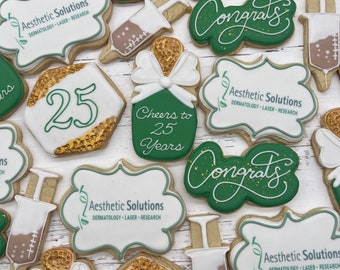 Custom Sugar Cookies Ultra Deluxe Personalized Elaborate Design business anniversary milestone celebration ONE DOZEN (12)