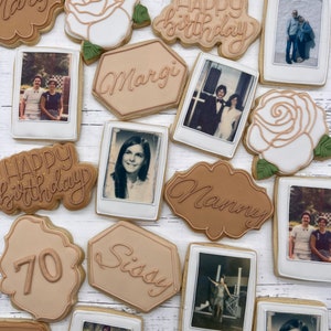 Custom Sugar Cookies Ultra Deluxe gift photo 60th 70th 50th 40th ONE DOZEN (12)