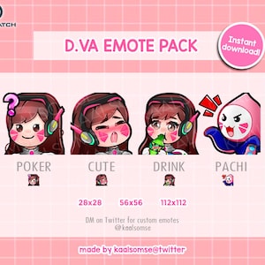 4 Overwatch emotes DVA voor Twitch Discord