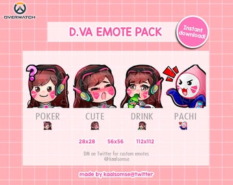 Dvachibi Sticker Cute DVA Overwatch Sticker Emotes Set Bundle for Twitch Streamers ...