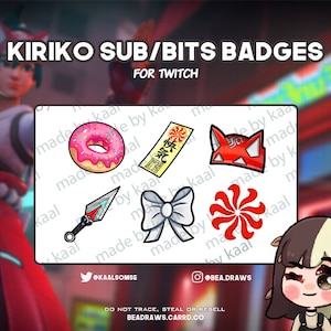 Insignias de Kiriko Overwatch Subs y Bits para Twitch