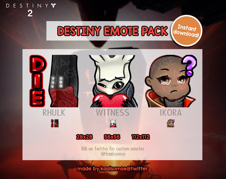 Destiny 2 Inspired Twitch Emotes GG Love Rage Dono (Download Now) 