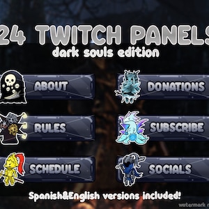 24 Dark Souls Twitch Panels (English + Spanish versions)