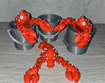 3D Printed Lobster | Flexi Animal Fidget Toy | 3D Printed | Articulated | Desk Companion for Stress Relief and Sensory Play