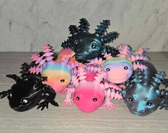 3D-geprinte axolotl | Flexi Animal Fidget Toy | 3D-geprint | Gelede | Bureauhulp voor stressverlichting en zintuiglijk spel