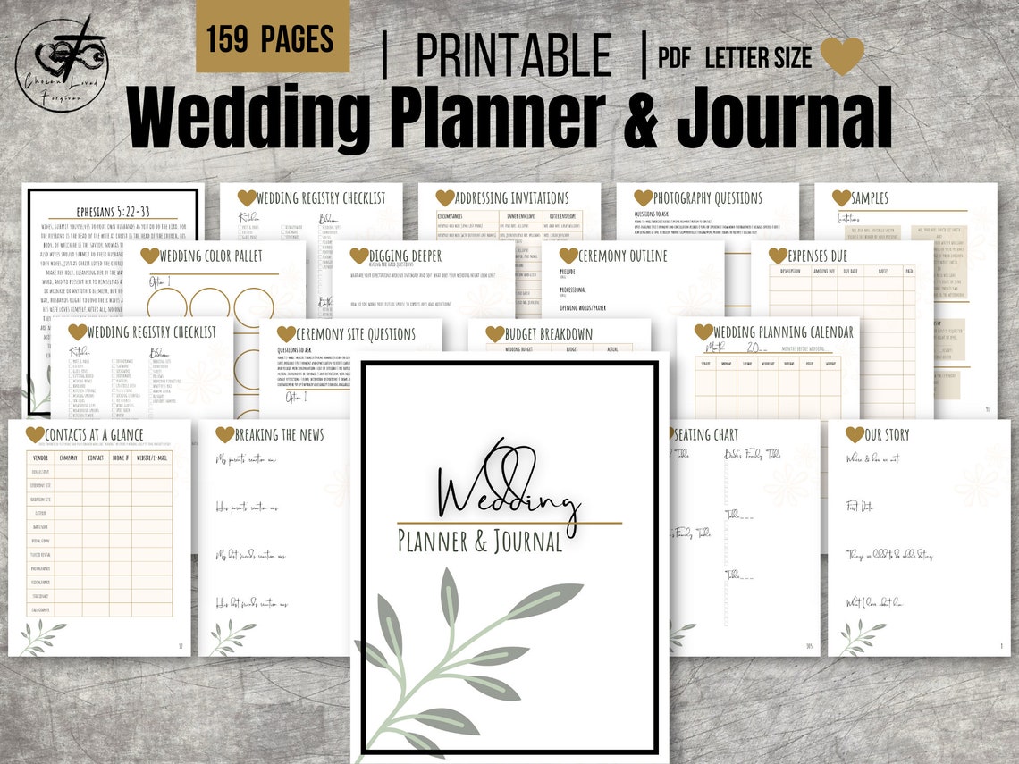 Wedding Planner Printable, Wedding Journal, Wedding Planner Template, Wedding Binder, Wedding