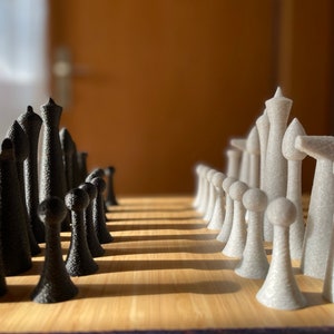 Exclusive 3D printed Herman Ohme chess set: Unique, modern design - the perfect gift for all chess enthusiasts!