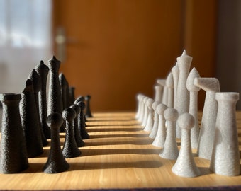 Exclusive 3D printed Herman Ohme chess set: Unique, modern design - the perfect gift for all chess enthusiasts!