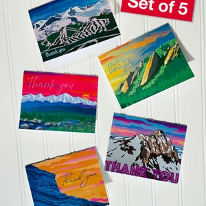 Drucken Sie Ihre eigenen Dankeskarten 5er-Set - Bunte Colorado-Serie