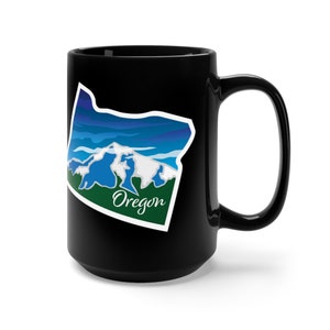 Oregon 15oz Black Mug, Oregon Original Graphic Art