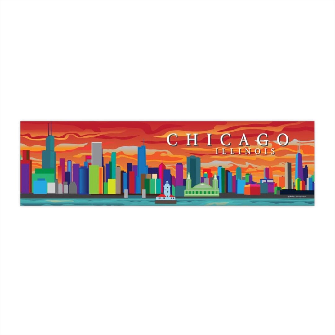 Chicago Window Sticker Chicago Skyline Bumper Sticker 11.5