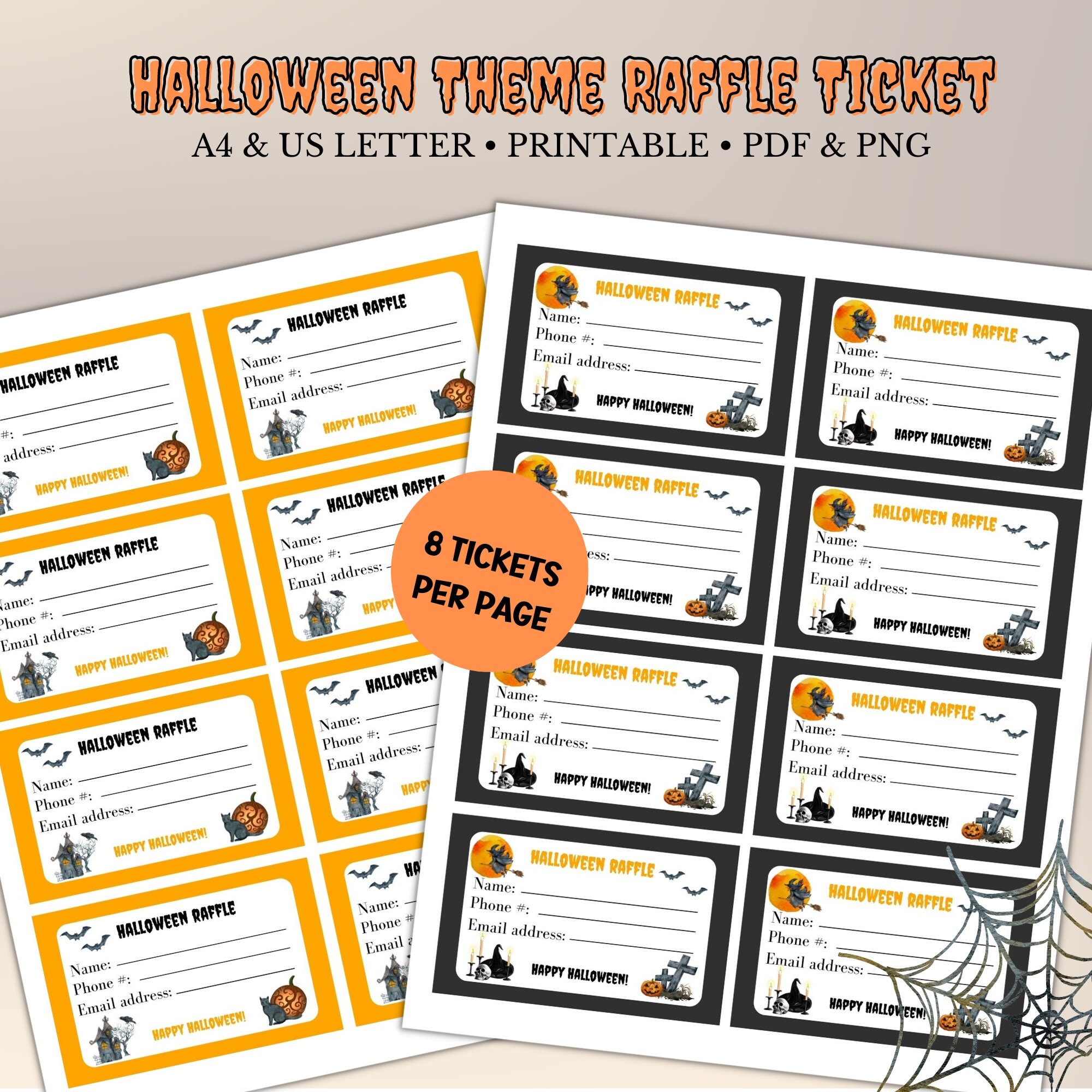 Halloween Raffle Ticket, Printable Raffle Ticket, Halloween Party