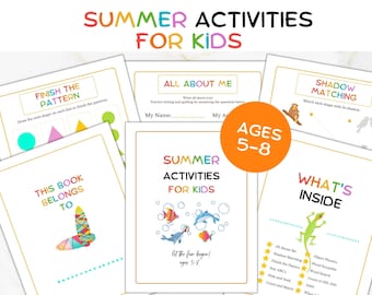 Summer Activity Bundle Printable for Kids, Educational Activity Pack for kids ages 5-8, Printable Summer Activity Book