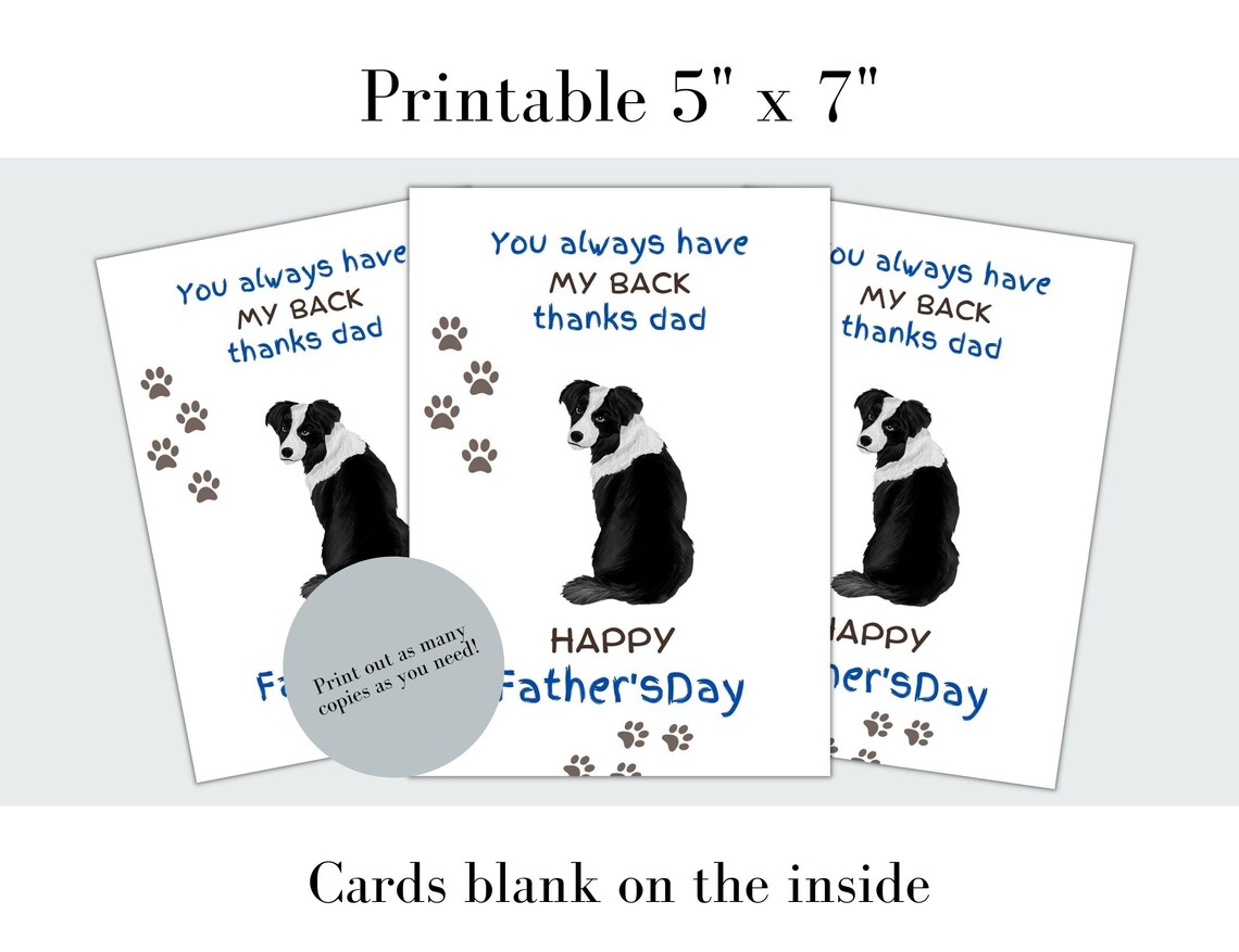Father's Day Card Printable, Happy Father's Day, Card for Dad, Dog ...